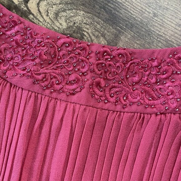 Talbots Womens Dress Set Sz 6 Red Silk Beaded Embroidered Sheath Bolero Jacket - Picture 13 of 14